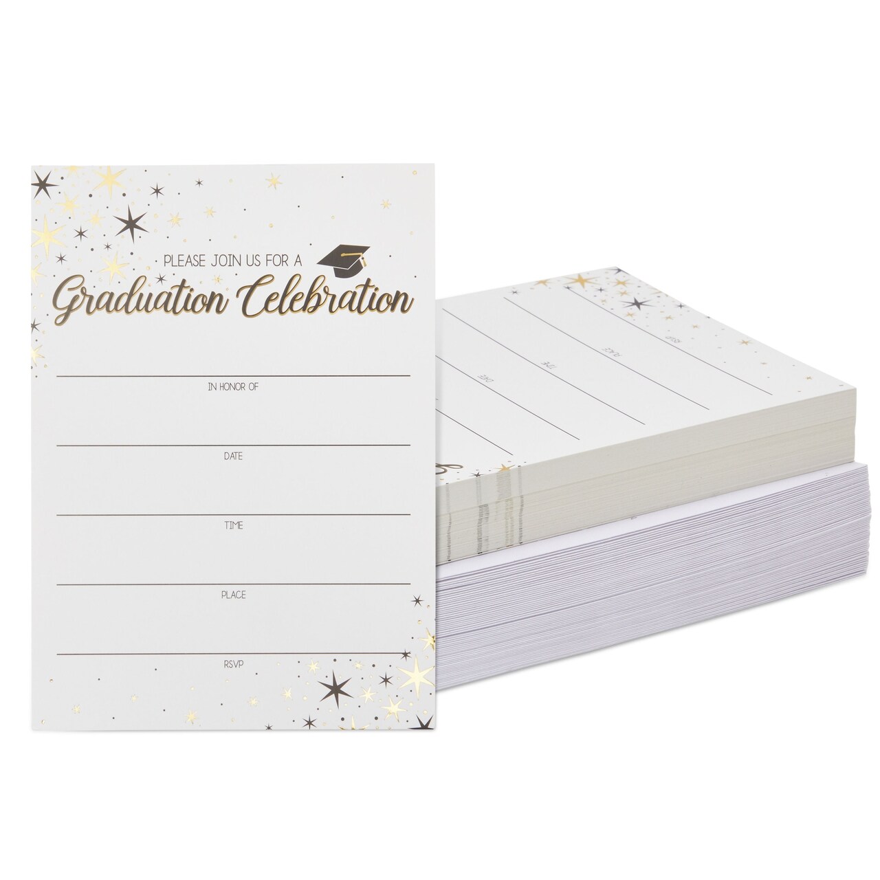 60 Pack 5x7 Graduation Party Invitations with Envelopes, Blank Grad Ceremony Invites Cards for Class of 2025 Celebration Supplies, White